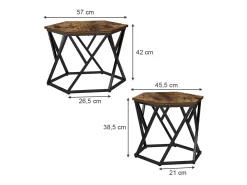 Conjunto de mesa de centro carvalho rústico 57x57x42 fyrk