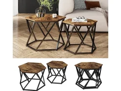 Conjunto de mesa de centro carvalho rústico 57x57x42 fyrk
