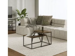 Conjunto de mesa de centro carvalho rústico/preto 60x50x38 myra