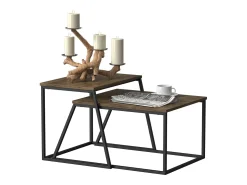 Conjunto de mesa de centro carvalho rústico/preto 60x50x38 myra