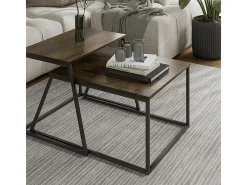 Conjunto de mesa de centro carvalho rústico/preto 60x50x38 myra