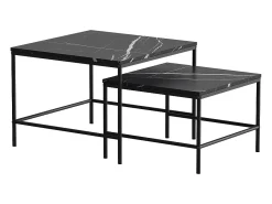 Conjunto de mesa de centro mármore preto 60x60x45 ramio