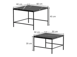 Conjunto de mesa de centro mármore preto 60x60x45 ramio