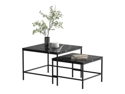 Conjunto de mesa de centro mármore preto 60x60x45 ramio