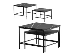 Conjunto de mesa de centro mármore preto 60x60x45 ramio