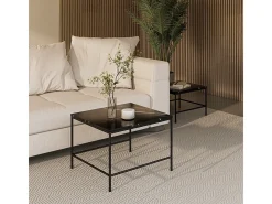 Conjunto de mesa de centro mármore preto 60x60x45 ramio