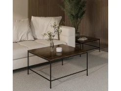Conjunto de mesa de centro carvalho rústico/preto 80x80x45 ramio
