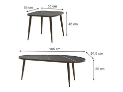 Conjunto de mesa de centro preto 105x64.5x35 manitoba