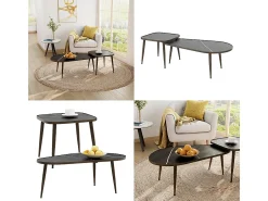 Conjunto de mesa de centro preto 105x64.5x35 manitoba