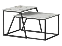 Conjunto de mesa de centro preto/branco mármore 60x50x38 myra
