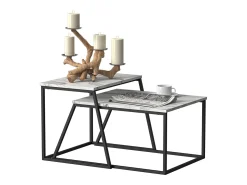Conjunto de mesa de centro preto/branco mármore 60x50x38 myra