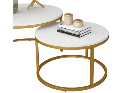 Conjunto de mesa de centro branco/dourado 77x40x40 montreal