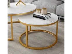 Conjunto de mesa de centro branco/dourado 77x40x40 montreal