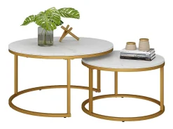 Conjunto de mesa de centro branco/dourado 77x40x40 montreal
