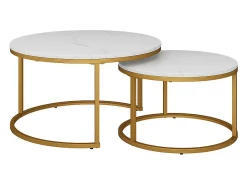 Conjunto de mesa de centro branco/dourado 77x40x40 montreal