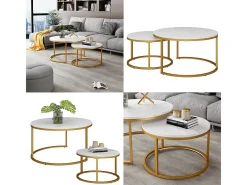 Conjunto de mesa de centro branco/dourado 77x40x40 montreal