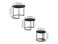 Conjunto de mesa de centro mármore preto 55x55x44.5 montreal
