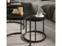 Conjunto de mesa de centro mármore preto 55x55x44.5 montreal