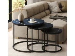 Conjunto de mesa de centro mármore preto 55x55x44.5 montreal