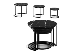 Conjunto de mesa de centro mármore preto 55x55x44.5 montreal
