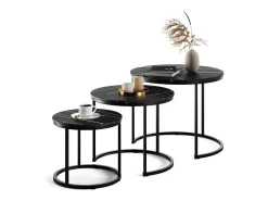 Conjunto de mesa de centro mármore preto 55x55x44.5 montreal