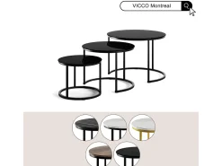 Conjunto de mesa de centro mármore preto 55x55x44.5 montreal