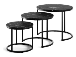 Conjunto de mesa de centro mármore preto 55x55x44.5 montreal