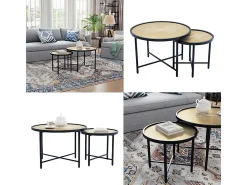 Conjunto de mesa de centro madeira 62x62x44.5 winnipeg