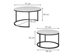 Conjunto de mesa de centro branco 77x40x40 montreal