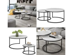 Conjunto de mesa de centro branco 77x40x40 montreal