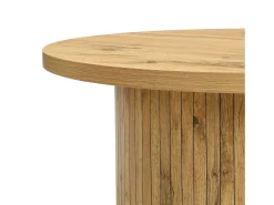 Conjunto de mesa de centro - Tampo redondo - Padrão de listras verticais - MDF - Natural
