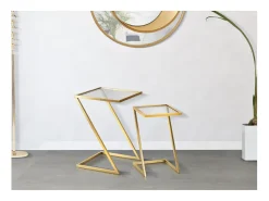 Conjunto de Mesas Auxiliares VKH562, Ouro, 40x40x60 cm, Kendra Home