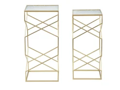 Conjunto de Mesas Auxiliares VKH565, Ouro, 31,5x31,5x68 cm, Kendra Home