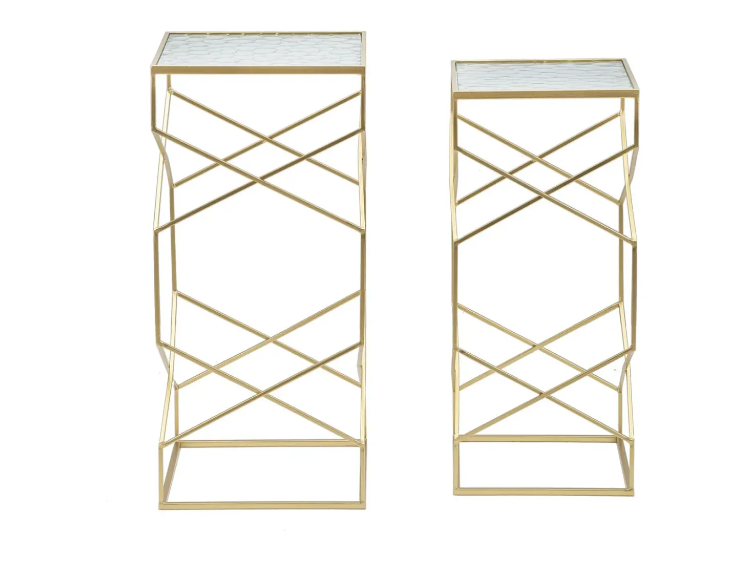 Conjunto de Mesas Auxiliares VKH565, Ouro, 31,5x31,5x68 cm, Kendra Home