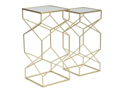 Conjunto de Mesas Auxiliares VKH565, Ouro, 31,5x31,5x68 cm, Kendra Home