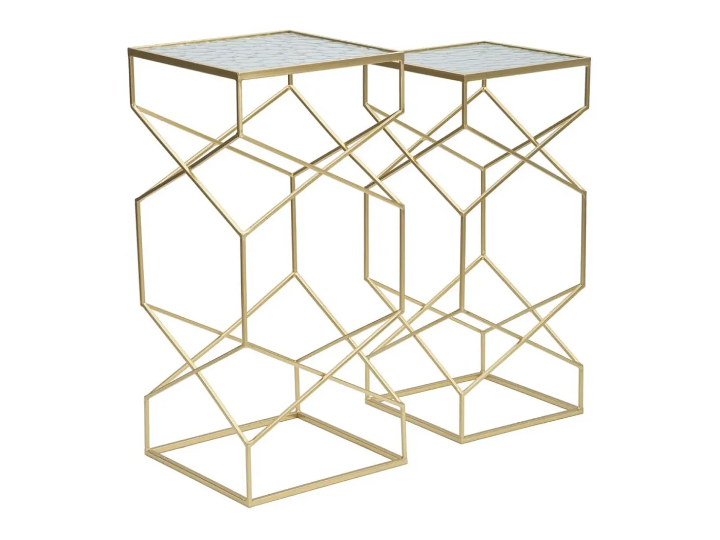 Conjunto de Mesas Auxiliares VKH565, Ouro, 31,5x31,5x68 cm, Kendra Home