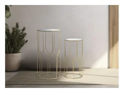 Conjunto de Mesas Auxiliares VKH598, Ouro, 50x46x100 cm, Kendra Home