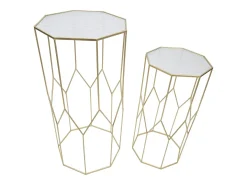 Conjunto de Mesas Auxiliares VKH598, Ouro, 50x46x100 cm, Kendra Home