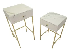 Conjunto de Mesas Auxiliares VKH771, Bege, 45x45x90 cm, Kendra Home