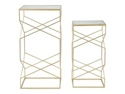 Conjunto de Mesas Auxiliares VKH595, Ouro, 50x50x100 cm, Kendra Home