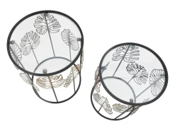 Conjunto de Mesas Auxiliares Folha 67, Preto, 38x38x55 cm, Kendra Home