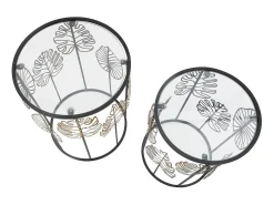 Conjunto de Mesas Auxiliares Folha 67, Preto, 38x38x55 cm, Kendra Home