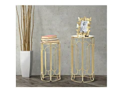 Conjunto de Mesas Auxiliares VKH555, Ouro, 36,5x36,5x70 cm, Kendra Home