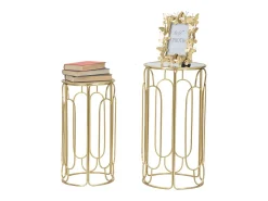 Conjunto de Mesas Auxiliares VKH555, Ouro, 36,5x36,5x70 cm, Kendra Home