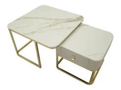 Conjunto de Mesas Auxiliares VKH794, Bege, 70x70x48 cm, Kendra Home