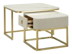 Conjunto de Mesas Auxiliares VKH794, Bege, 70x70x48 cm, Kendra Home