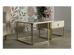 Conjunto de Mesas Auxiliares VKH794, Bege, 70x70x48 cm, Kendra Home