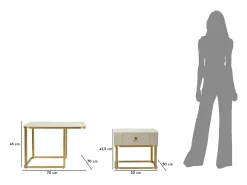 Conjunto de Mesas Auxiliares VKH794, Bege, 70x70x48 cm, Kendra Home