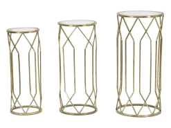 Conjunto de Mesas Auxiliares VKH597, Ouro, 32x32x71 cm, Kendra Home