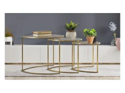 Conjunto de Mesas Auxiliares VKH553, Ouro, 60x60x50 cm, Kendra Home